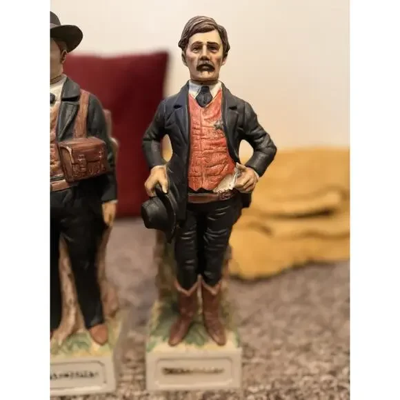 Vintage McCormick Whiskey Decanter Lot Jesse James Wyatt Earp Western Empty